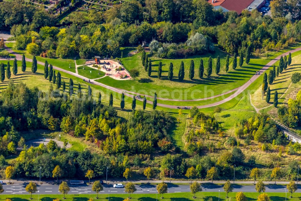 Essen from above - Park of Krupp-Park in the district Westviertel in Essen in the state North Rhine-Westphalia, Germany