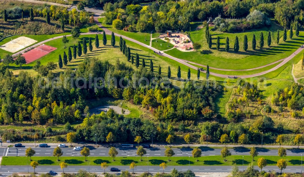 Essen from above - Park of Krupp-Park in the district Westviertel in Essen in the state North Rhine-Westphalia, Germany