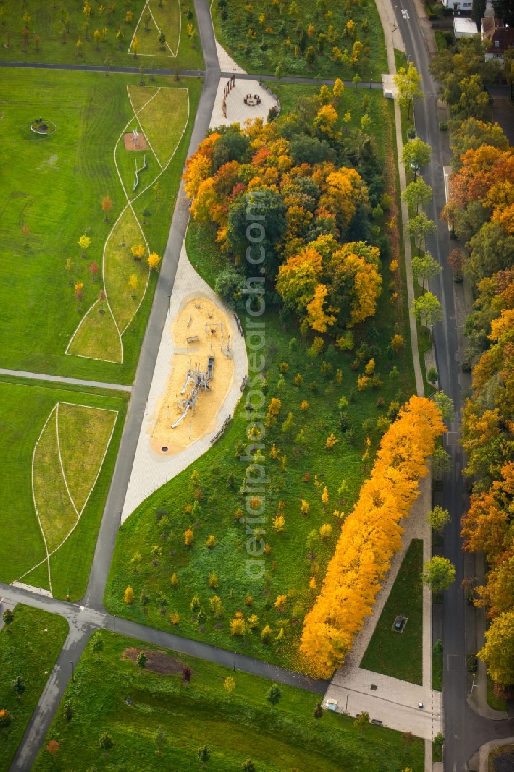 Hamm from the bird's eye view: Park of Lippepark Hamm - Schacht Franz in Hamm in the state North Rhine-Westphalia