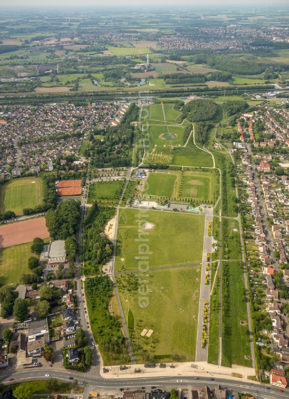 Aerial image Hamm - Park of Lippepark Hamm - Schacht Franz in Hamm in the state North Rhine-Westphalia