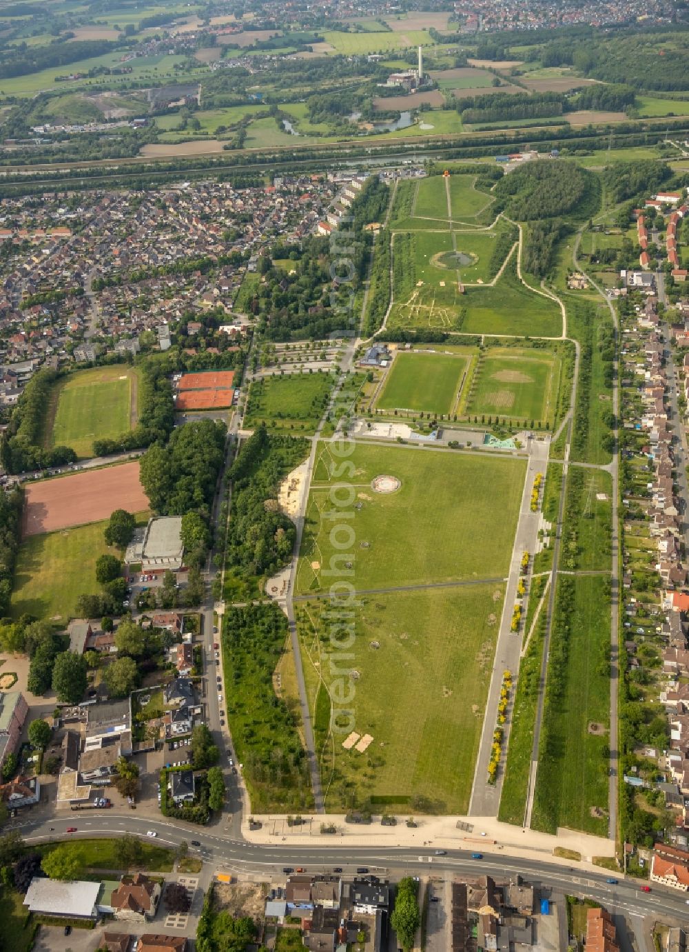 Aerial photograph Hamm - Park of Lippepark Hamm - Schacht Franz in Hamm in the state North Rhine-Westphalia