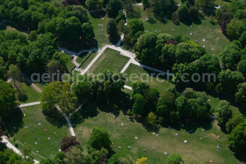 Aerial image München - Park of Luitpoldpark in the district Schwabing-West in Munich in the state Bavaria, Germany