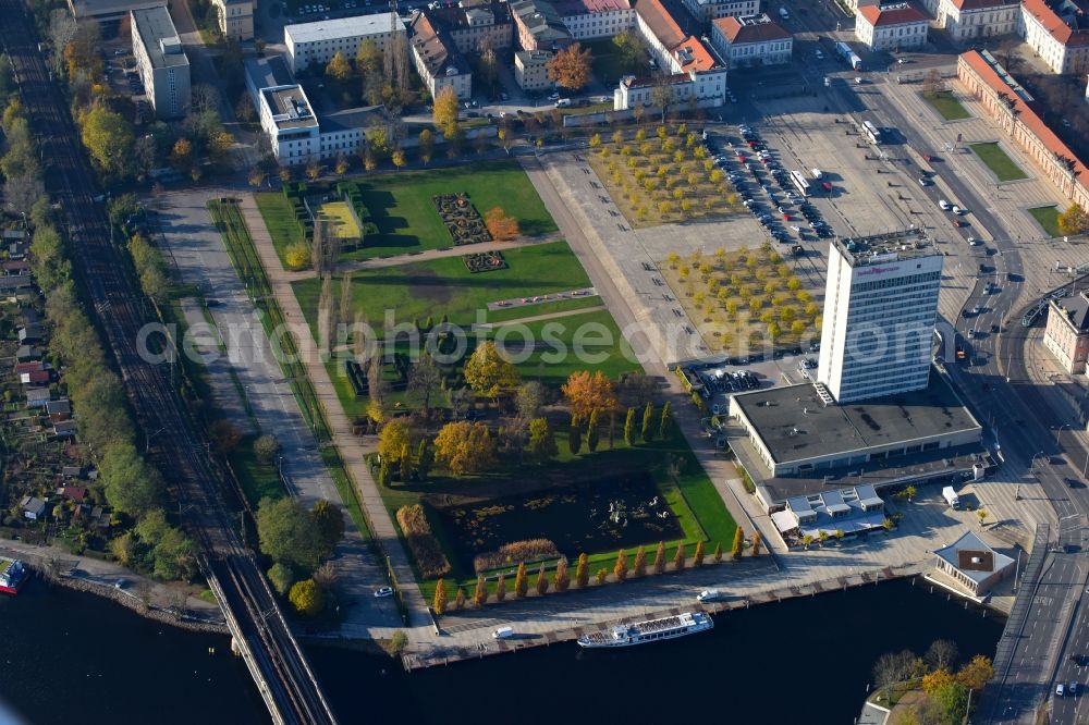 Aerial image Potsdam - Park of Lustgarten on havel river in Potsdam in the state Brandenburg, Germany