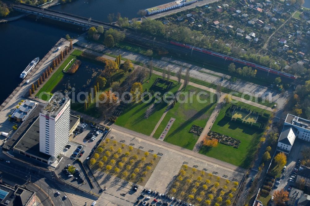 Potsdam from above - Park of Lustgarten on havel river in Potsdam in the state Brandenburg, Germany