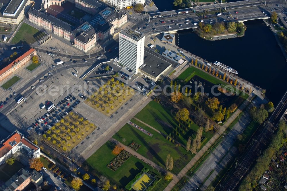 Aerial image Potsdam - Park of Lustgarten on havel river in Potsdam in the state Brandenburg, Germany