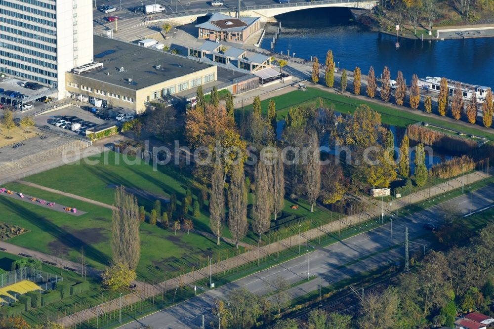 Potsdam from above - Park of Lustgarten on havel river in Potsdam in the state Brandenburg, Germany