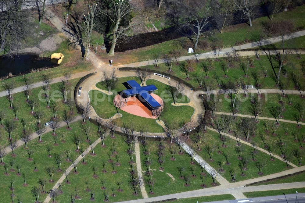 Aerial image Lutherstadt Wittenberg - Park of Luthergarten in Lutherstadt Wittenberg in the state Saxony-Anhalt