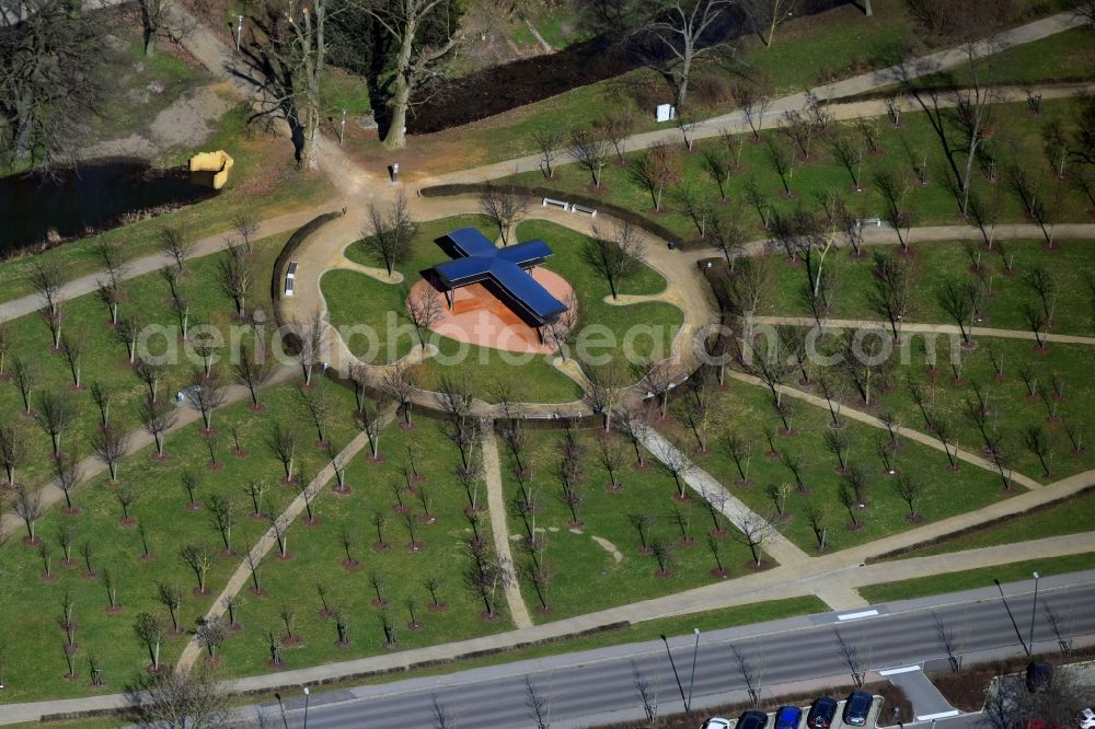 Aerial photograph Lutherstadt Wittenberg - Park of Luthergarten in Lutherstadt Wittenberg in the state Saxony-Anhalt