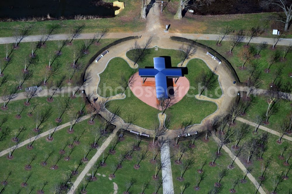 Lutherstadt Wittenberg from the bird's eye view: Park of Luthergarten in Lutherstadt Wittenberg in the state Saxony-Anhalt