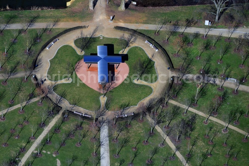 Aerial photograph Lutherstadt Wittenberg - Park of Luthergarten in Lutherstadt Wittenberg in the state Saxony-Anhalt