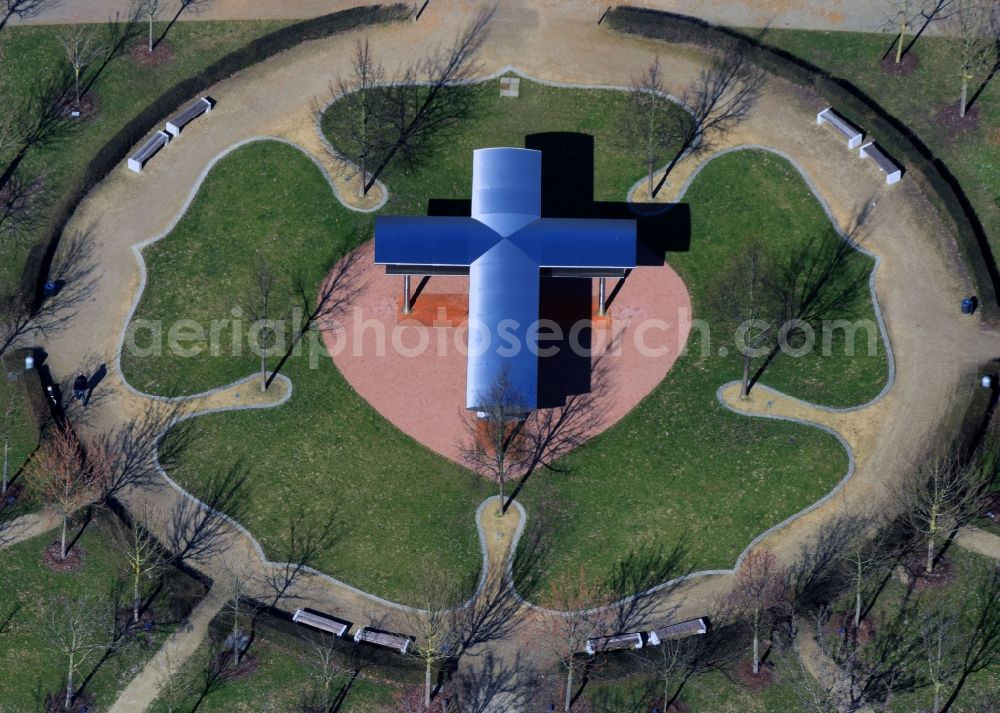 Lutherstadt Wittenberg from above - Park of Luthergarten in Lutherstadt Wittenberg in the state Saxony-Anhalt