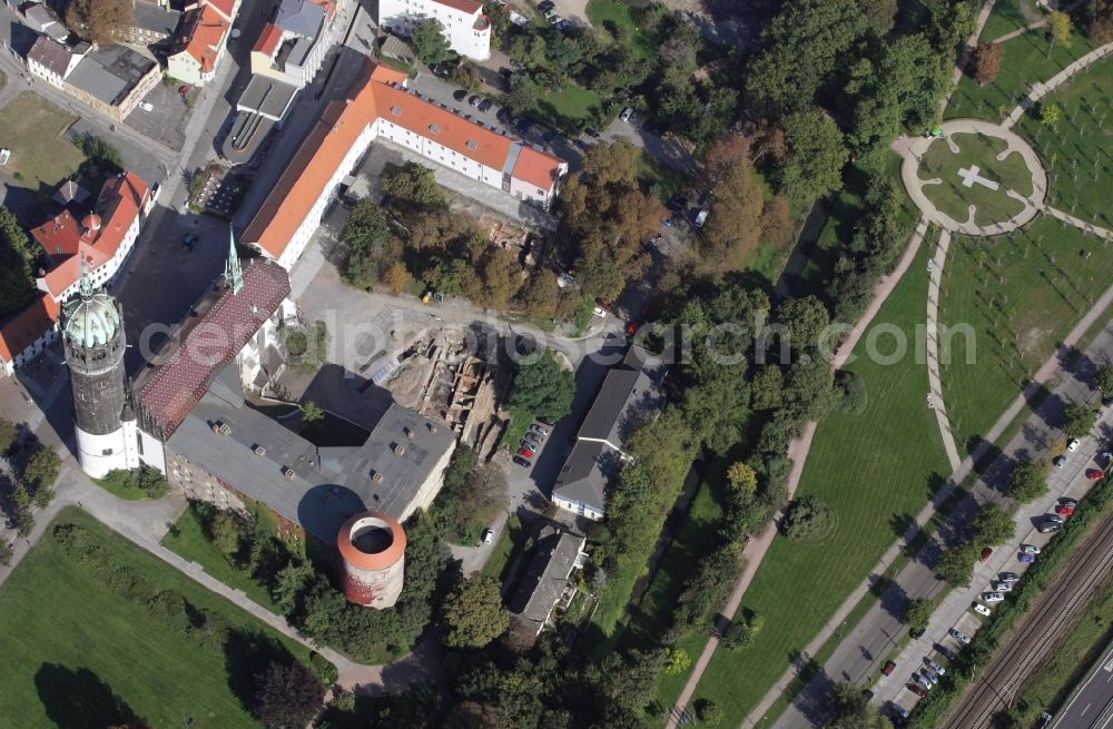 Aerial photograph Lutherstadt Wittenberg - Park of Luthergarten in Lutherstadt Wittenberg in the state Saxony-Anhalt