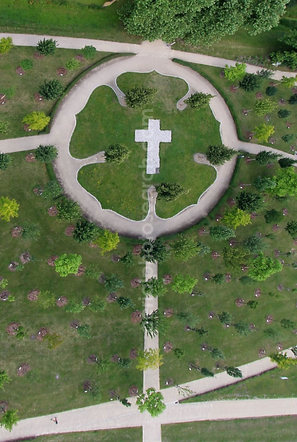 Lutherstadt Wittenberg from the bird's eye view: Park of Luthergarten in Lutherstadt Wittenberg in the state Saxony-Anhalt