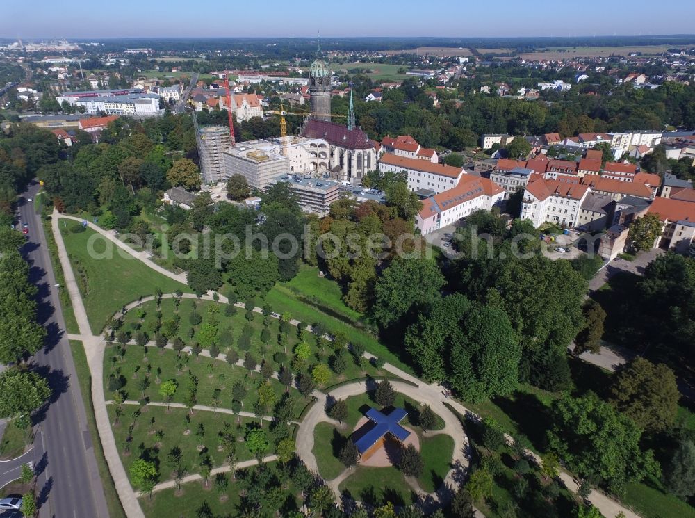 Aerial photograph Lutherstadt Wittenberg - Park of Luthergarten in Lutherstadt Wittenberg in the state Saxony-Anhalt