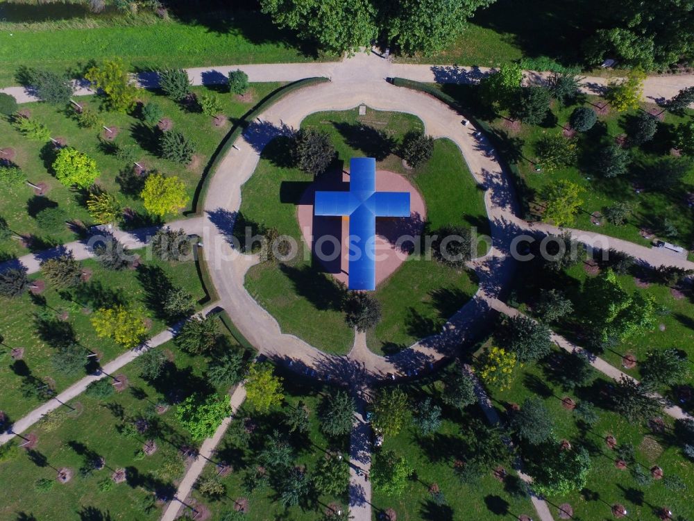 Aerial image Lutherstadt Wittenberg - Park of Luthergarten in Lutherstadt Wittenberg in the state Saxony-Anhalt