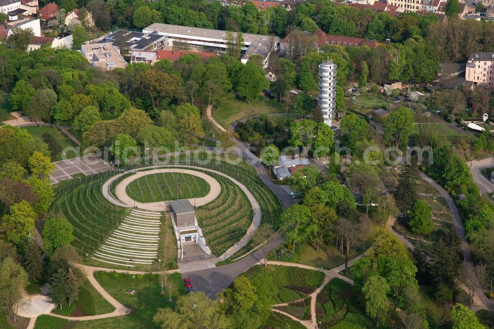 Brandenburg an der Havel from the bird's eye view: Park ofMarienberg and Friedenswarte in Brandenburg an der Havel in the state Brandenburg, Germany