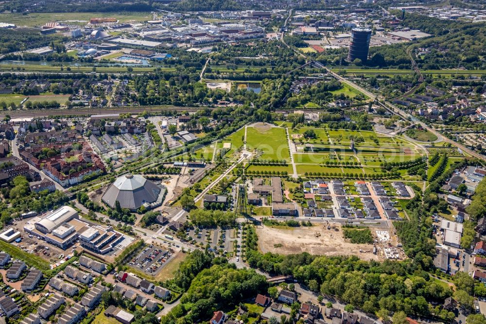 Oberhausen from above - Park OLGA-Park on the site of the former coal mine Osterfeld in Oberhausen in the state of North Rhine-Westphalia, Germany