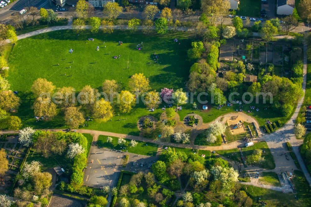 Duisburg from the bird's eye view: Park in the district Meiderich-Beeck in Duisburg in the state North Rhine-Westphalia