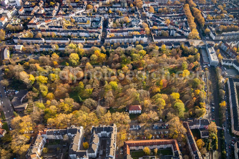 Dortmund from above - Park of in the district Westpark in Dortmund in the state North Rhine-Westphalia, Germany