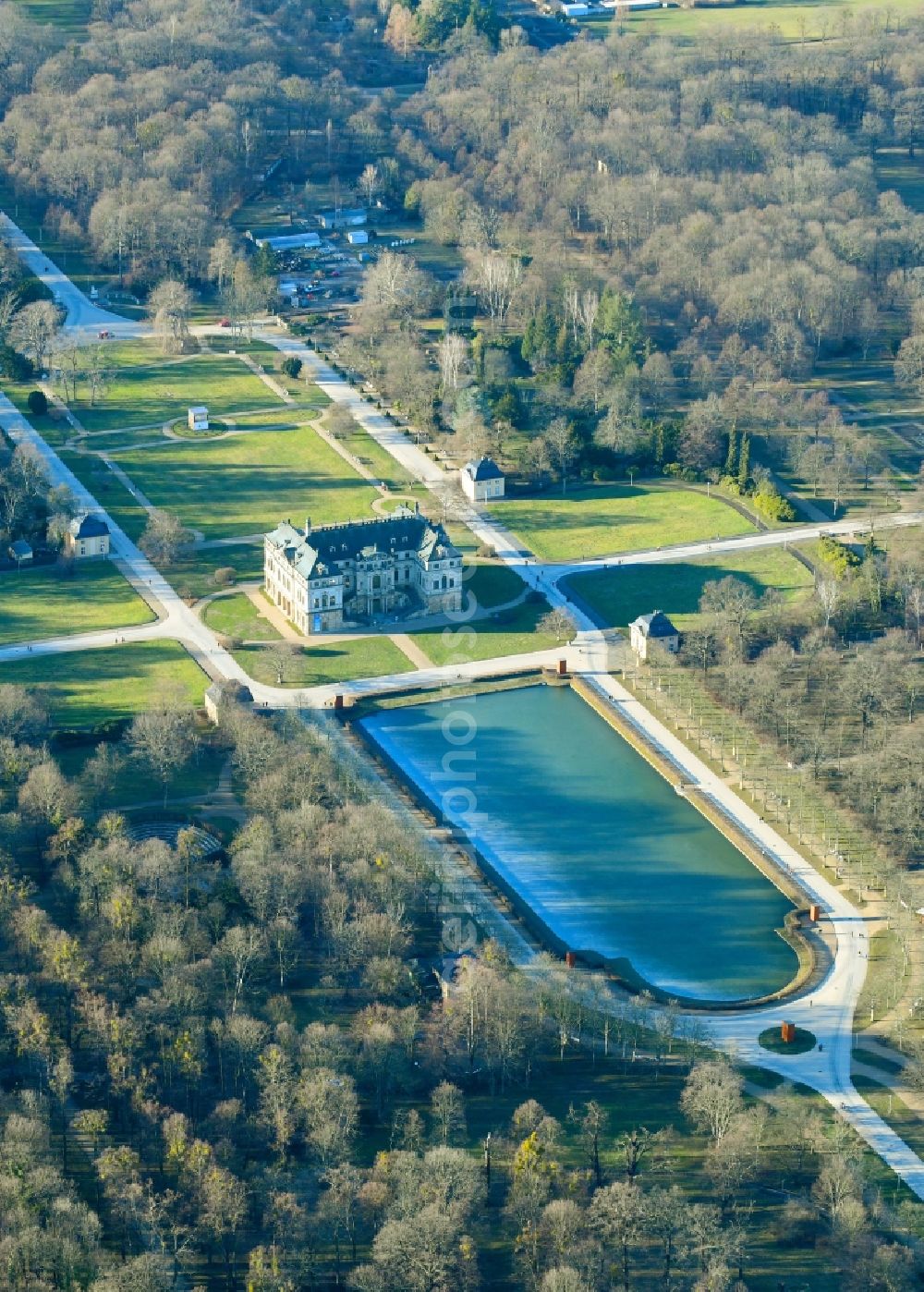 Dresden from above - Park of Palais Grosser Garten in the district Suedvorstadt-Ost in Dresden in the state Saxony, Germany