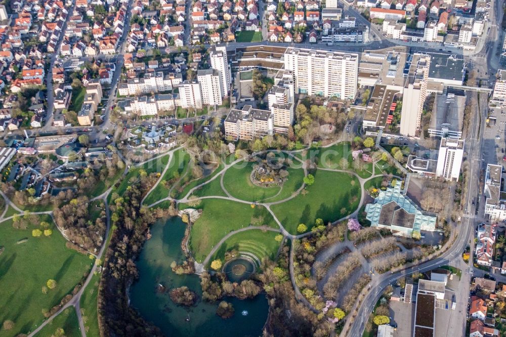 Aerial image Leonberg - Park of with Parksee in Leonberg in the state Baden-Wurttemberg, Germany