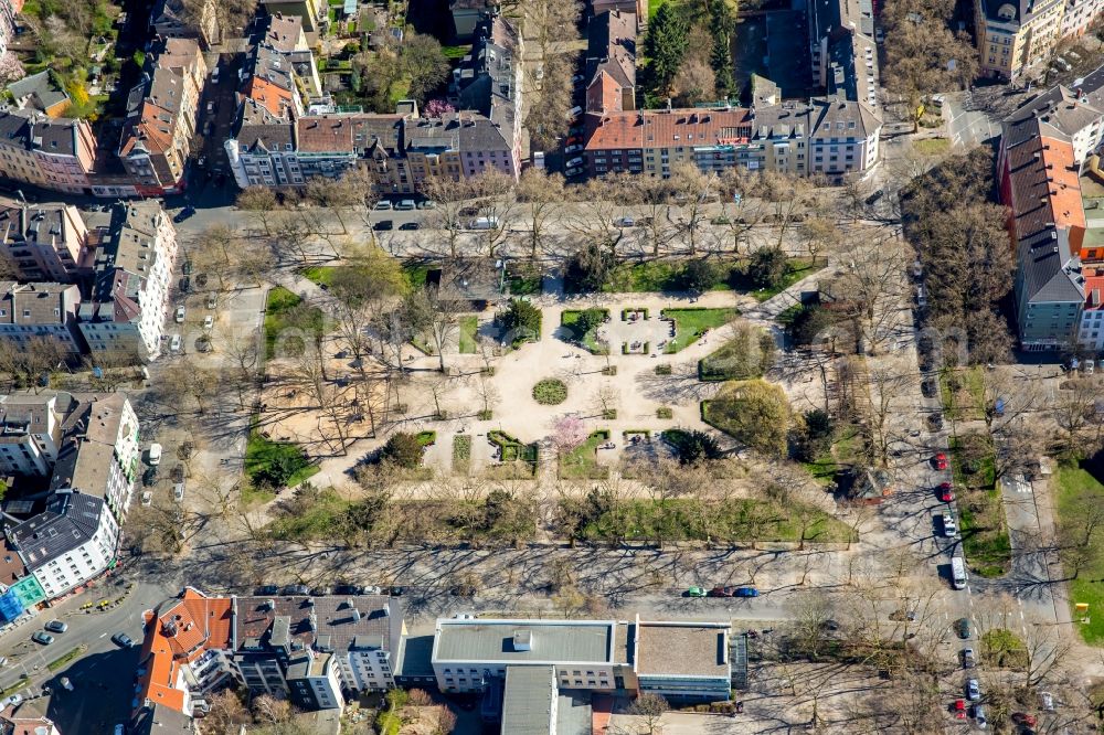 Aerial photograph Dortmund - Park of Petanque-Platz, Boule-Platz on Nordmarkt in Dortmund in the state North Rhine-Westphalia, Germany