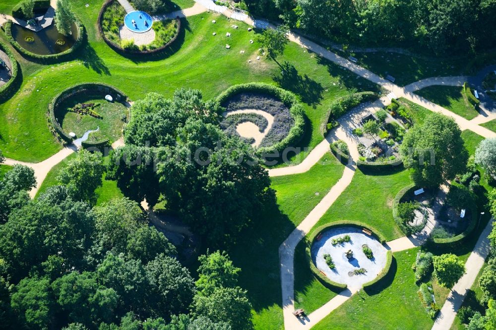 Prenzlau from the bird's eye view: Park of on Platz der Einheit in Prenzlau in the state Brandenburg, Germany