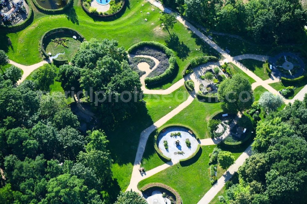 Aerial image Prenzlau - Park of on Platz der Einheit in Prenzlau in the state Brandenburg, Germany