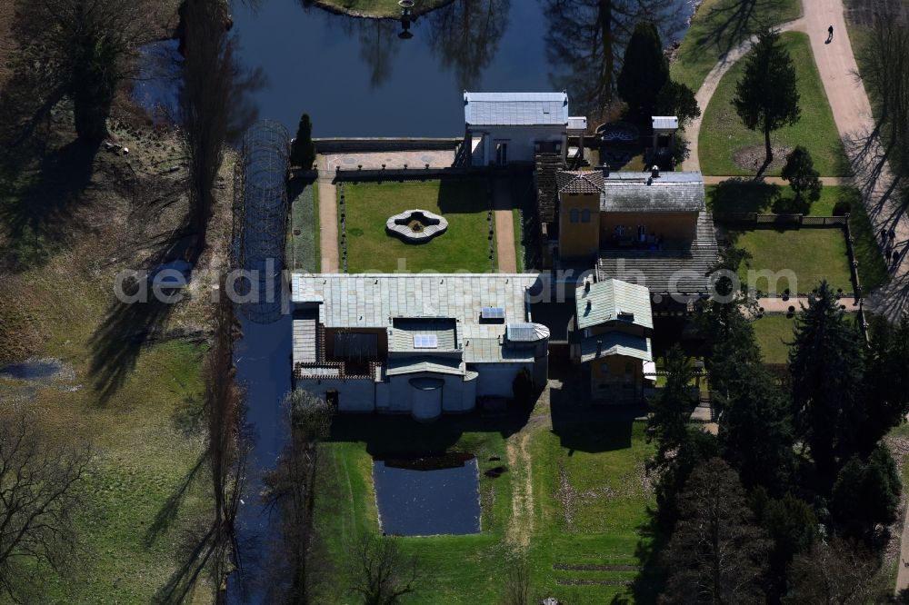 Potsdam from the bird's eye view: Park of Roemische Baeder in Park Sanssouci in the district Westliche Vorstadt in Potsdam in the state Brandenburg