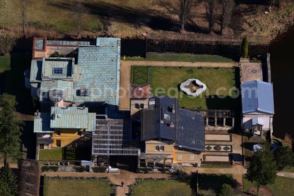 Aerial photograph Potsdam - Park of Roemische Baeder in Park Sanssouci in the district Westliche Vorstadt in Potsdam in the state Brandenburg