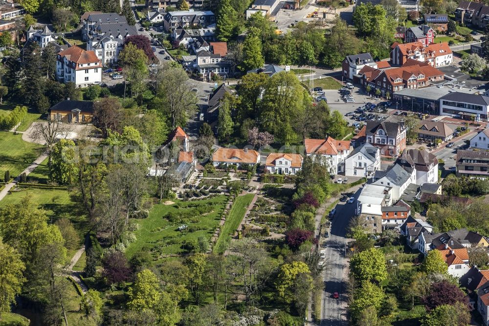 Glücksburg from above - Park of des Rosarium in Gluecksburg in the state Schleswig-Holstein