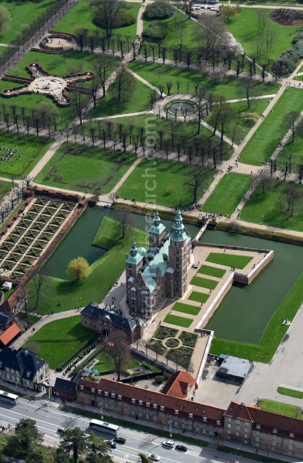 Kopenhagen from the bird's eye view: Park of Rosenborg Schloss Garten in Copenhagen in Region Hovedstaden, Denmark