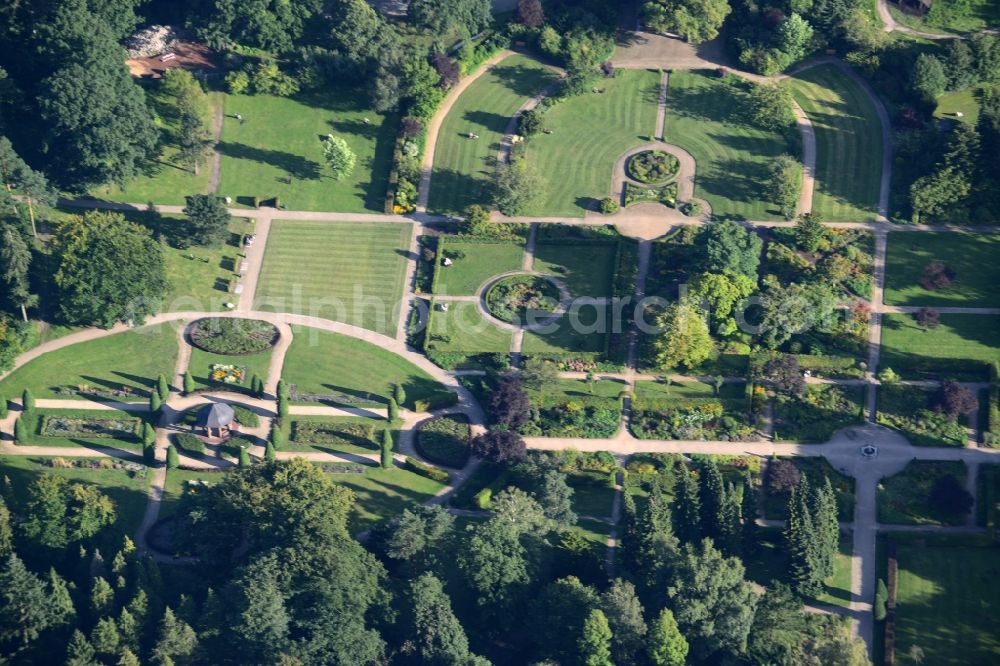 Aerial image Hamburg - Park of Rosengarten im Volkspark in Hamburg in Germany