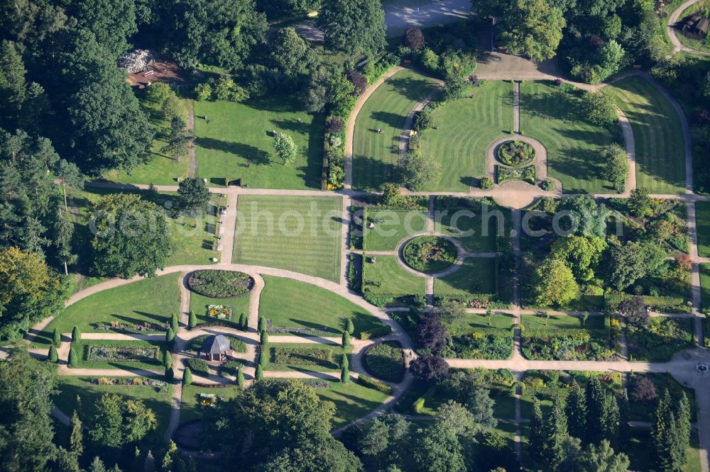 Aerial photograph Hamburg - Park of Rosengarten im Volkspark in Hamburg in Germany