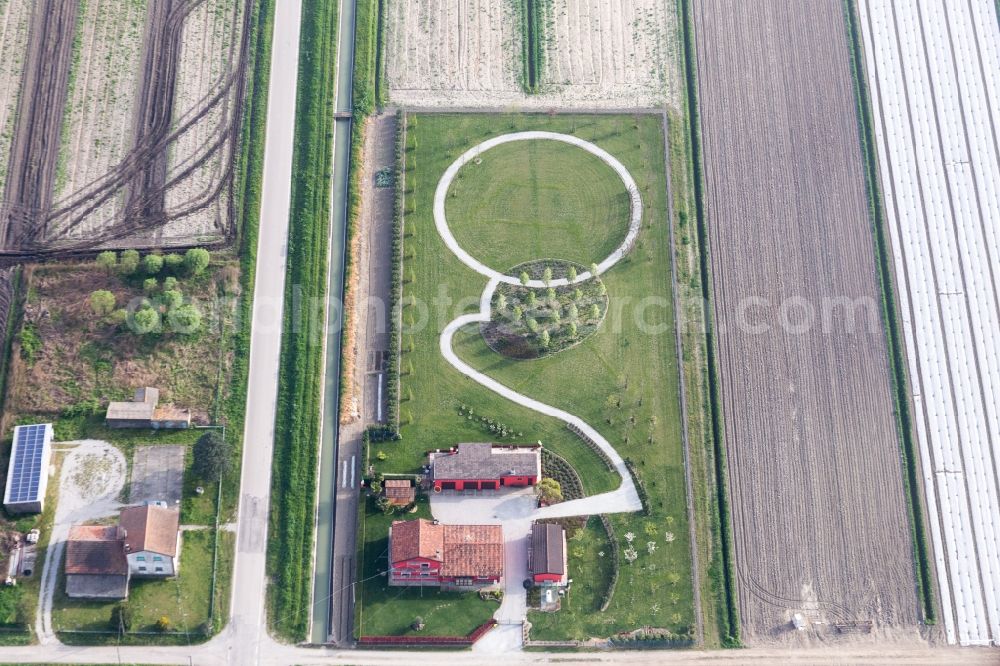 Monticelli from above - Park of with circle path in Monticelli in Emilia-Romagna, Italy