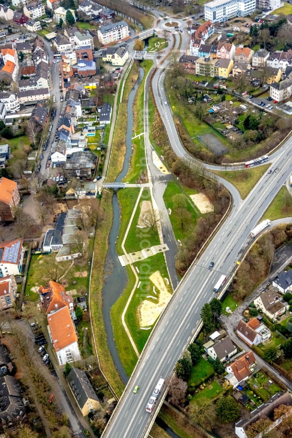 Aerial image Kamen - park of Seseke-Park along the B233 in Kamen in the state North Rhine-Westphalia, Germany