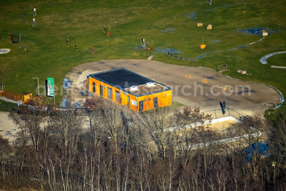 Dortmund from above - Park of of Soccerpark Westfalen Fussballgolf on Am Zechenbahnhof in the district Eving in Dortmund in the state North Rhine-Westphalia, Germany