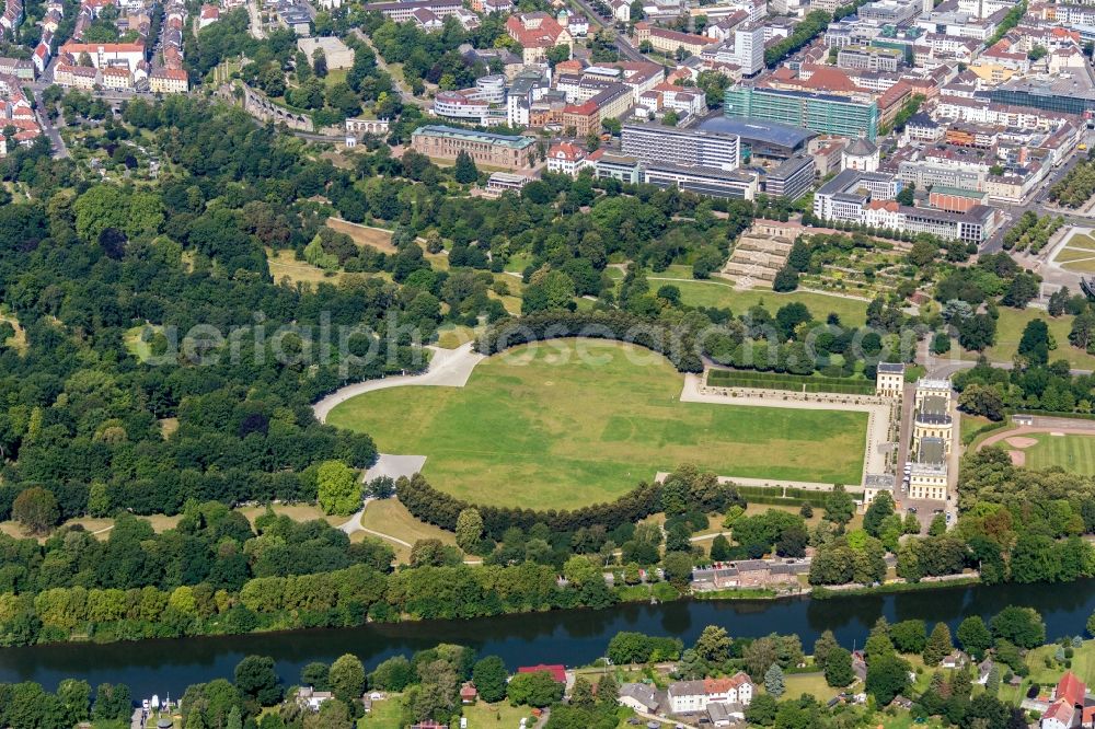 Aerial photograph Kassel - Park of Staatspark Karlsaue in Kassel in the state Hesse, Germany