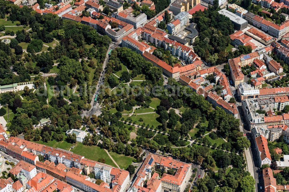 Graz from above - Park of Stadtpark in Graz in Steiermark, Austria