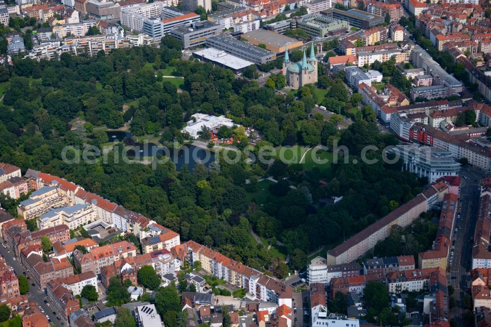 Aerial photograph Nürnberg - Park of of Stadtpark Nuernberg and event hall PARKS Nuernberg on Berliner Platz in the district Maxfeld in Nuremberg in the state Bavaria, Germany