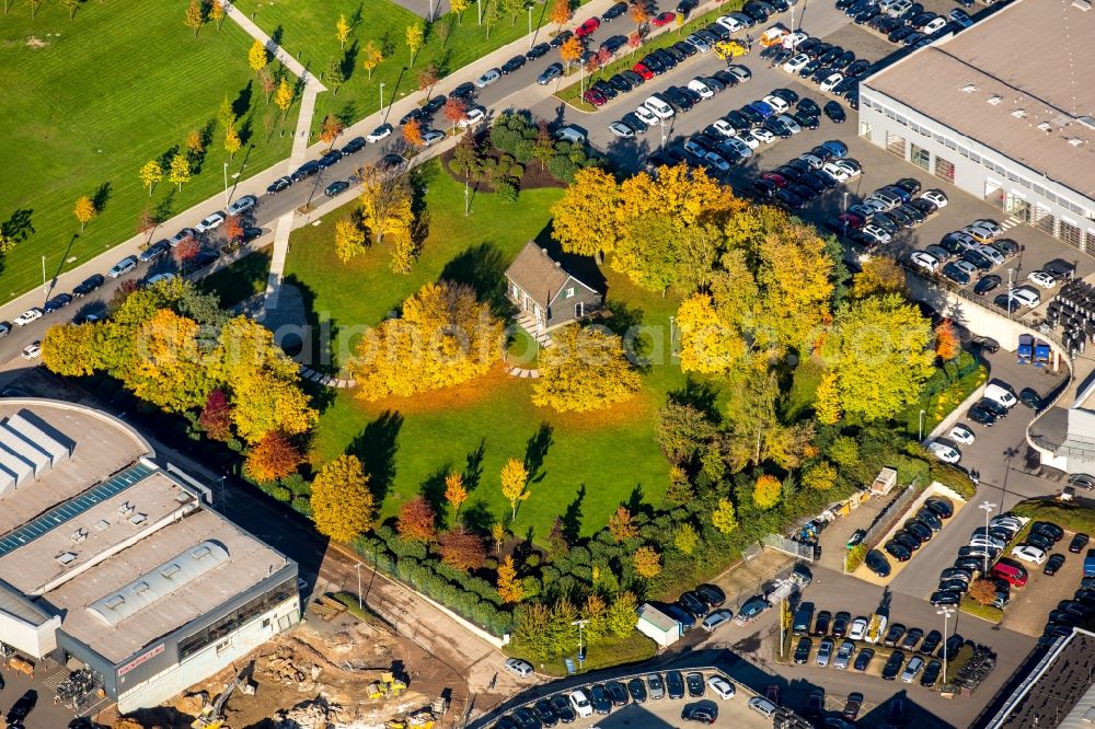 Aerial image Essen - Park of am Stammhaus Krupp an der ThyssenKrupp Allee in Essen in the state North Rhine-Westphalia