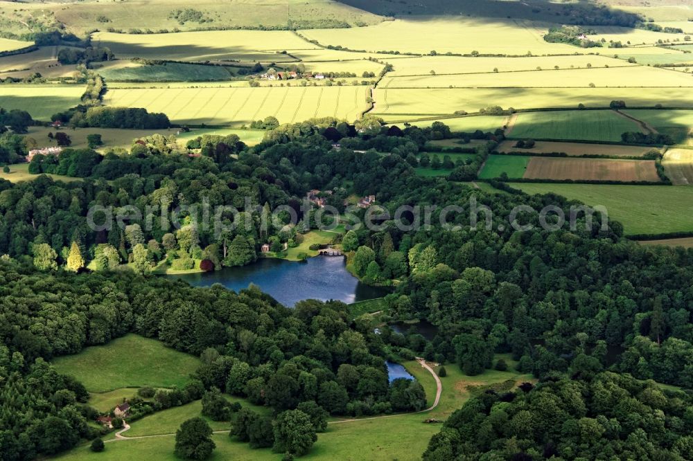 Aerial image Stourton - Park of Stourhead Gardens in Stourton in United Kingdom