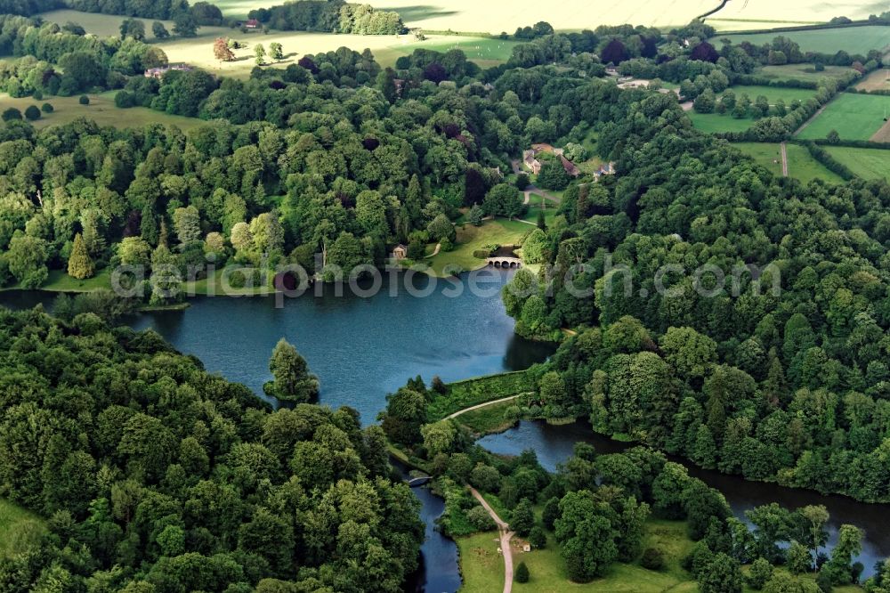 Stourton from above - Park of Stourhead Gardens in Stourton in United Kingdom