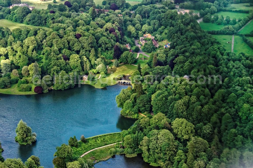 Stourton from the bird's eye view: Park of Stourhead Gardens in Stourton in United Kingdom