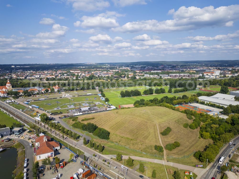 Dresden from above - Park of Truemmerberg Friedrichstadt in the district Friedrichstadt in Dresden in the state Saxony, Germany