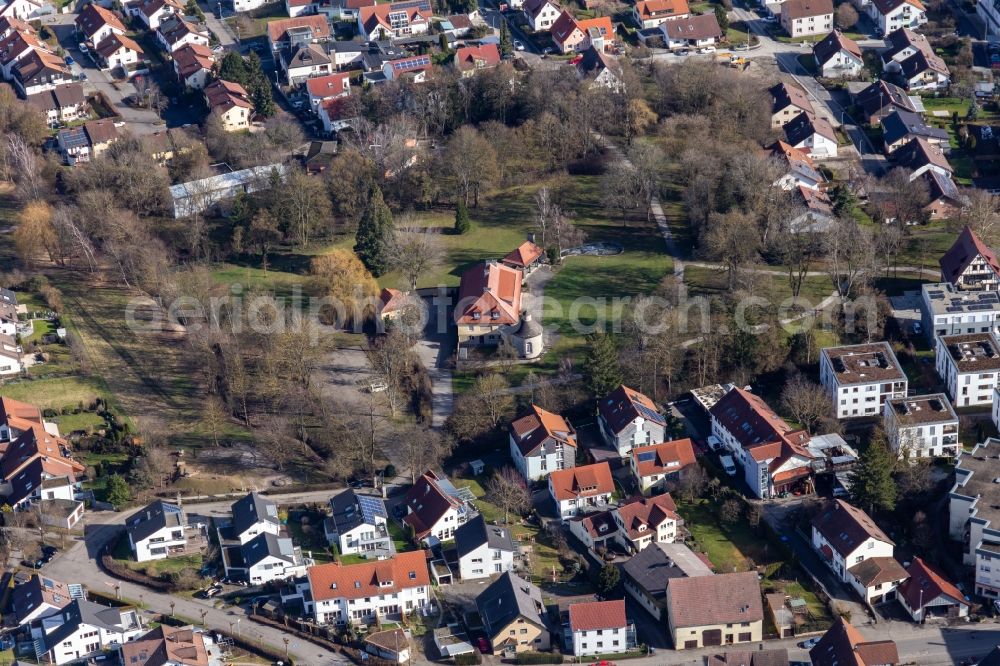 Gärtringen from the bird's eye view: Park of Villa Schwalbenhof in Gaertringen in the state Baden-Wuerttemberg, Germany