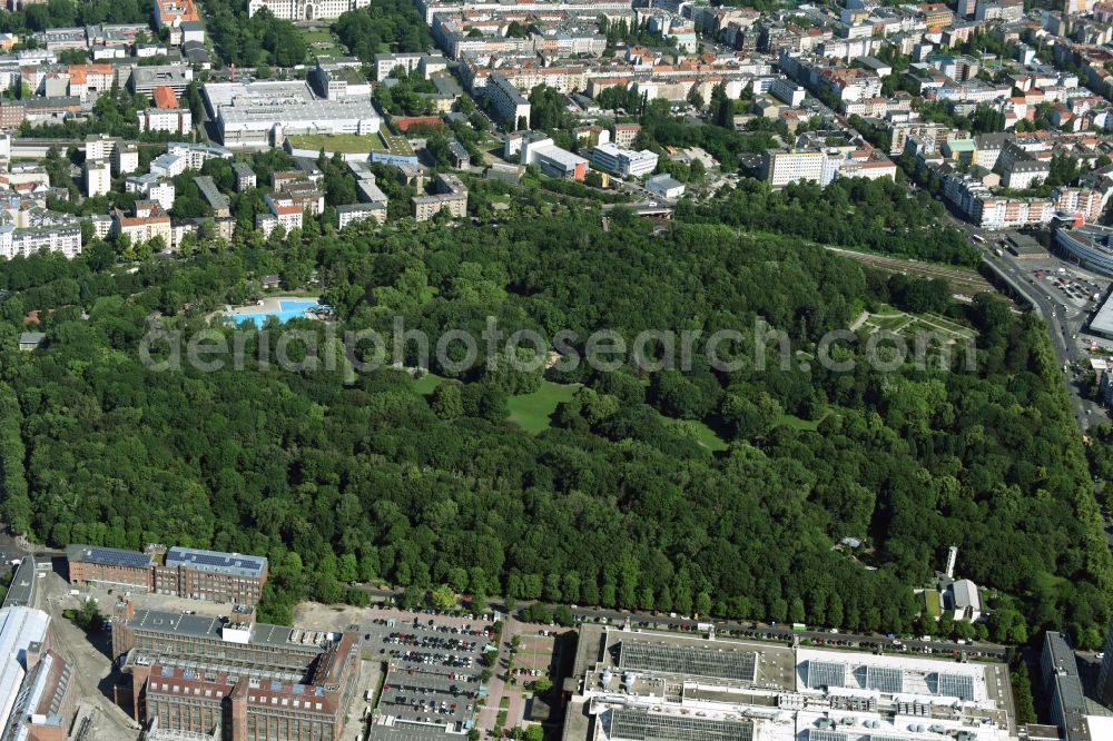 Berlin from above - Park of Volkspark Humboldthain on Brunnenstrasse in Berlin, Germany