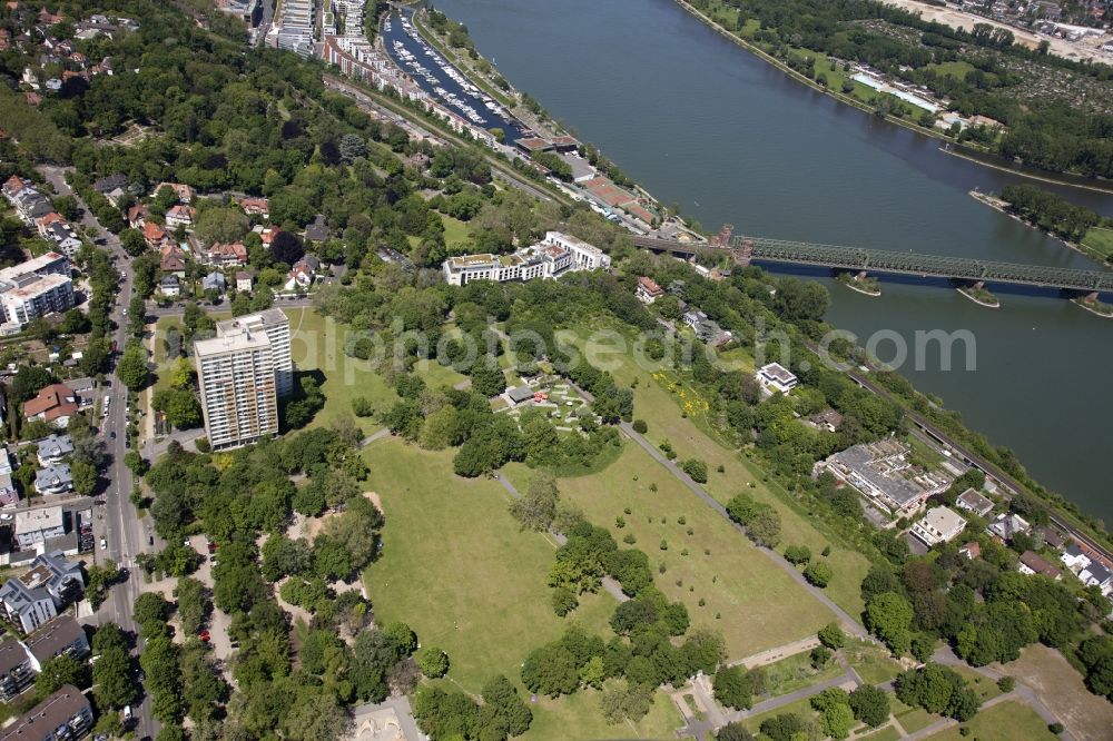 Aerial photograph Mainz - Park of Volkspark Mainz in the district Weisenau in Mainz in the state Rhineland-Palatinate, Germany