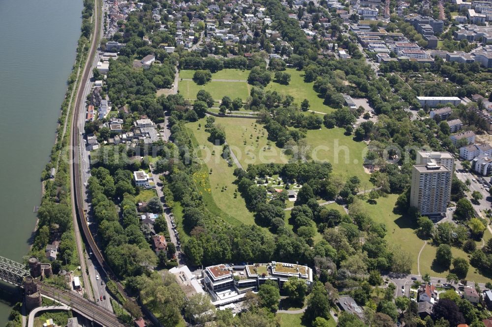 Aerial image Mainz - Park of Volkspark Mainz in the district Weisenau in Mainz in the state Rhineland-Palatinate, Germany