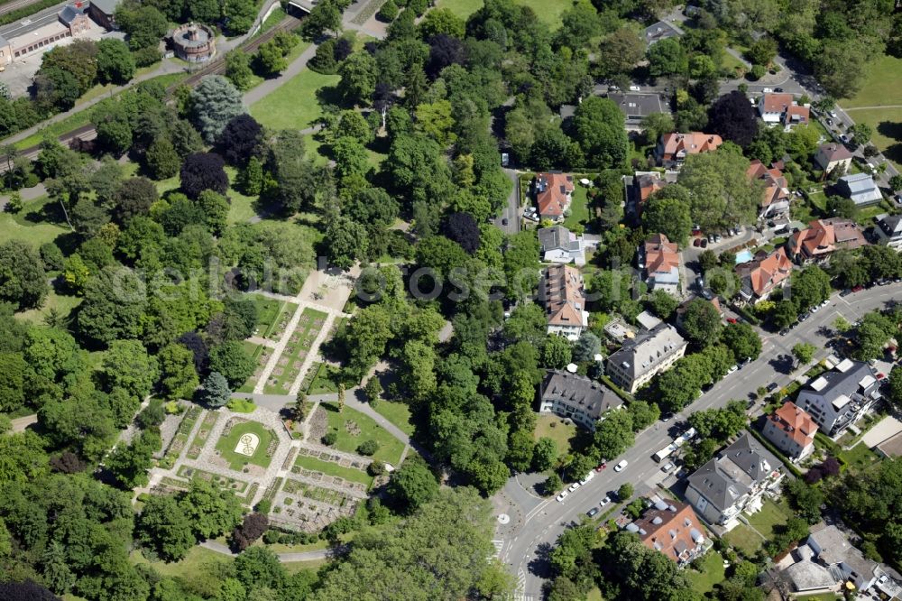 Mainz from above - Park of Volkspark Mainz in the district Weisenau in Mainz in the state Rhineland-Palatinate, Germany